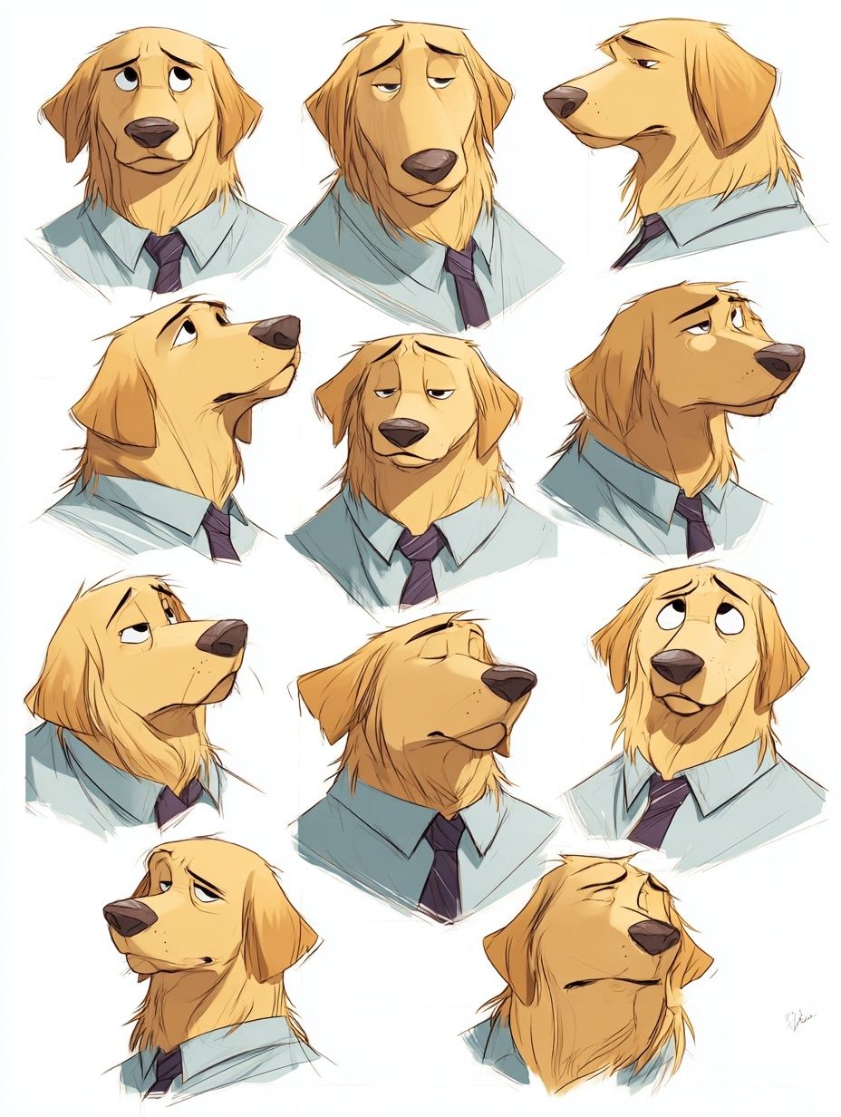 Golden Retriever Expressions Illustration Poster. poster — animals art
