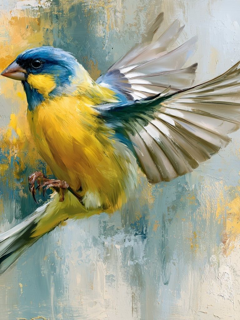 Blue and Yellow Bird Illustration Poster. poster — animals art