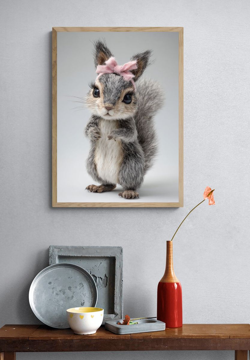 Baby Squirrel Portrait Print. — room view 3