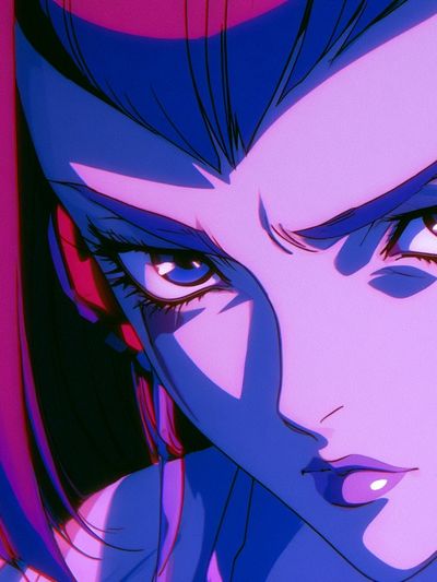 Neon Anime Portrait Poster.