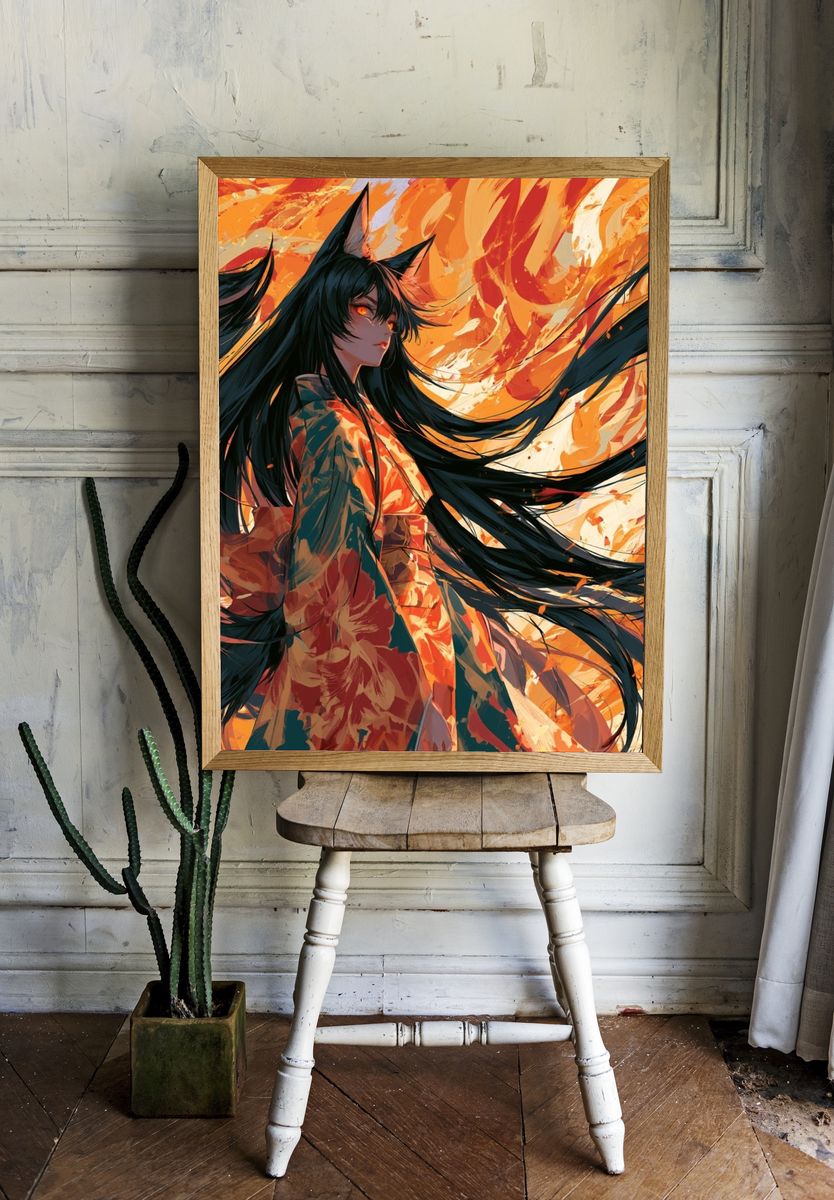 Fox-Eared Anime Girl Poster. room preview