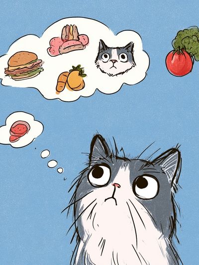 Hungry Cat Cartoon Poster.
