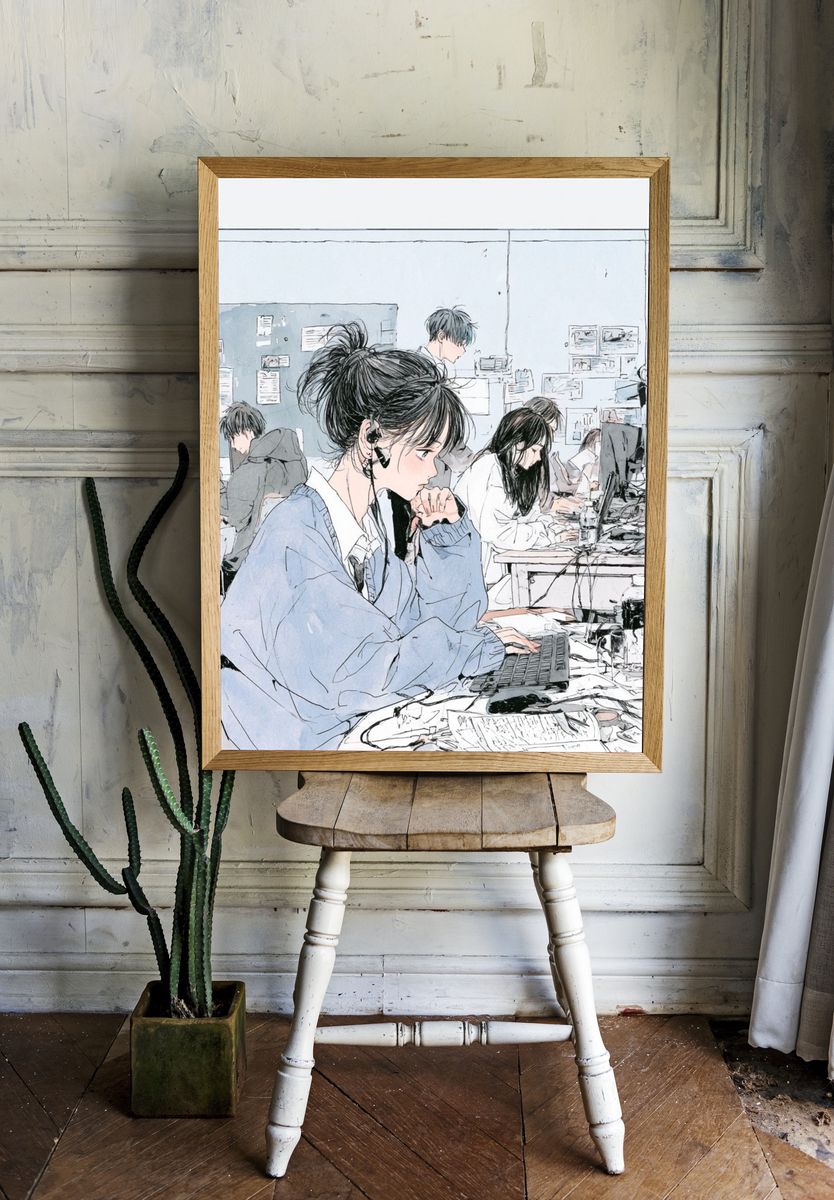 Quiet Study Room Illustration Poster. room preview