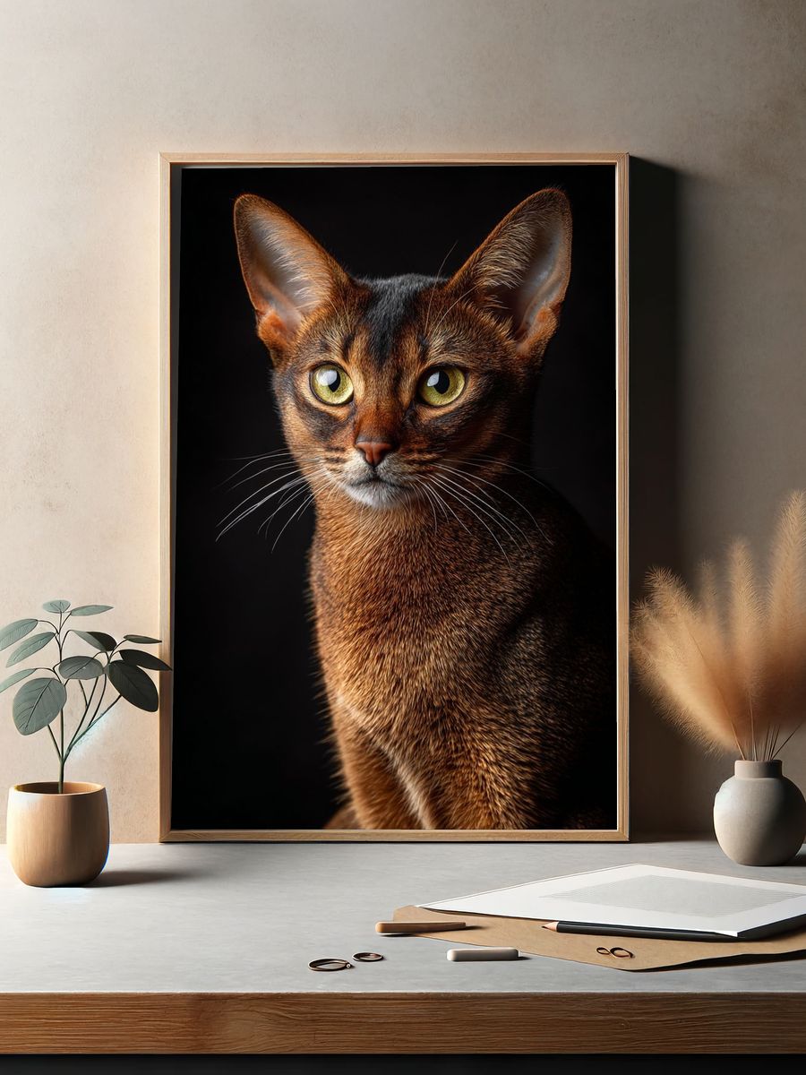 Abyssinian Cat Portrait Photography Poster. — room view 2