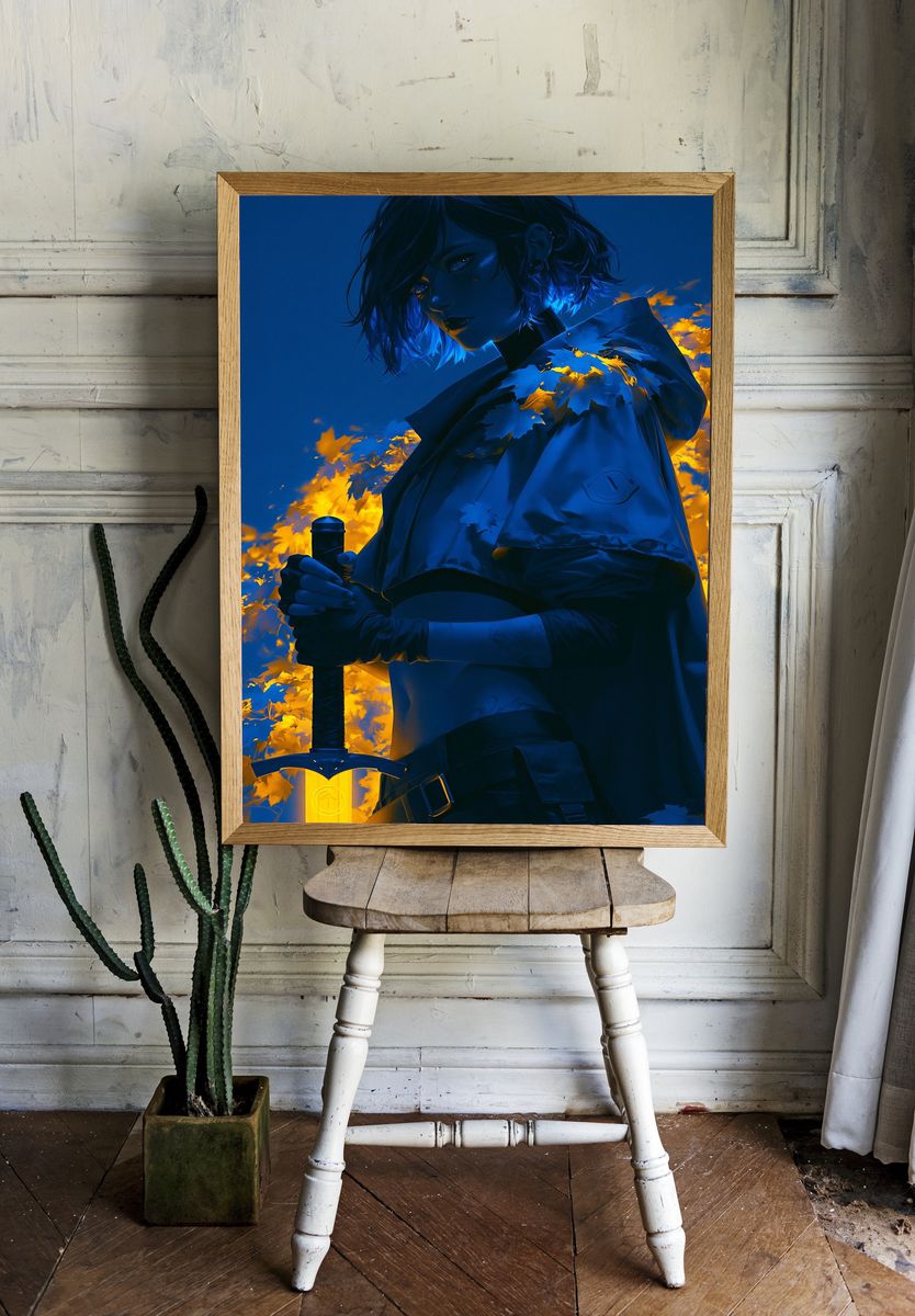 Blue Warrior Anime Poster. room preview