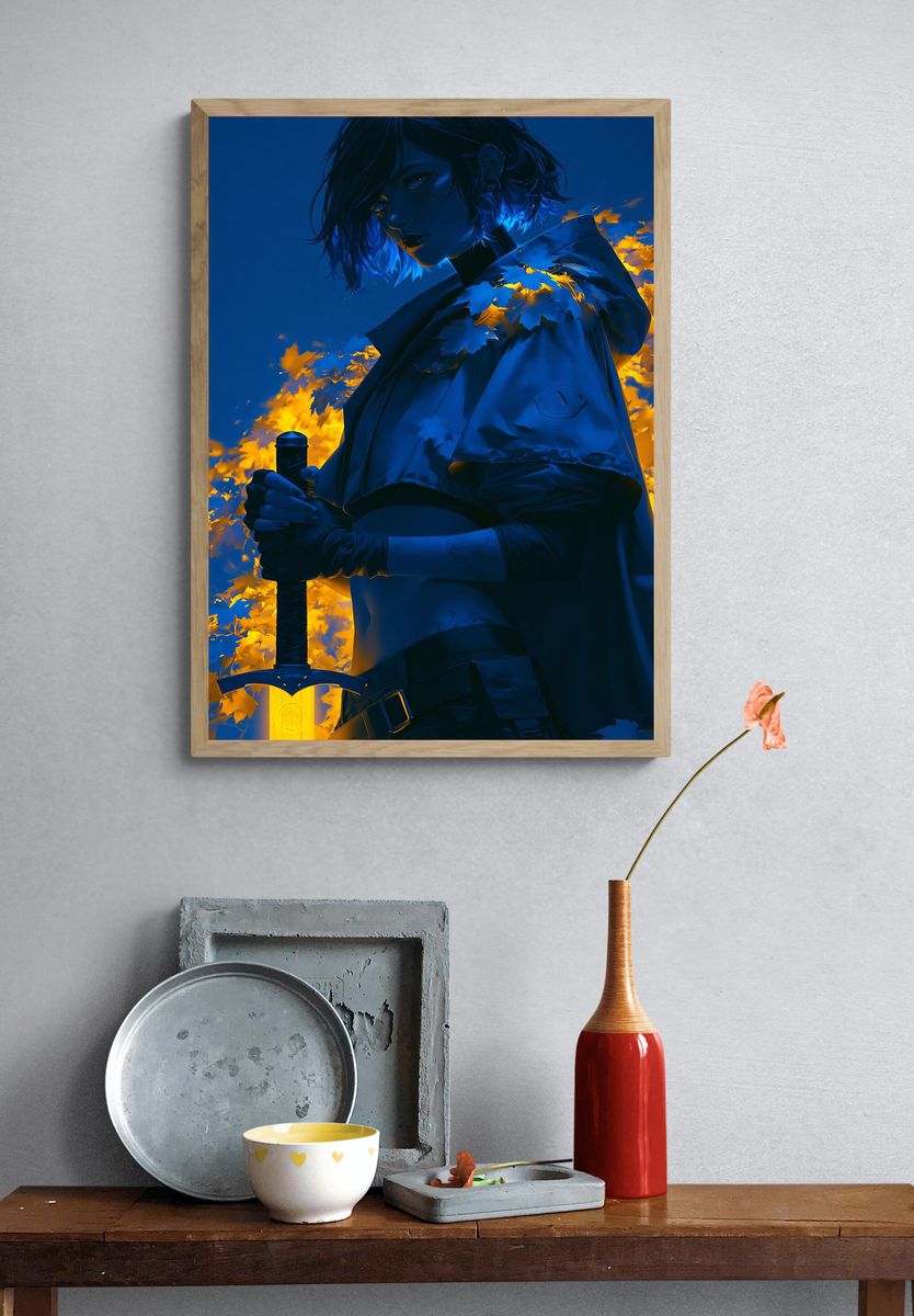 Blue Warrior Anime Poster. — room view 3