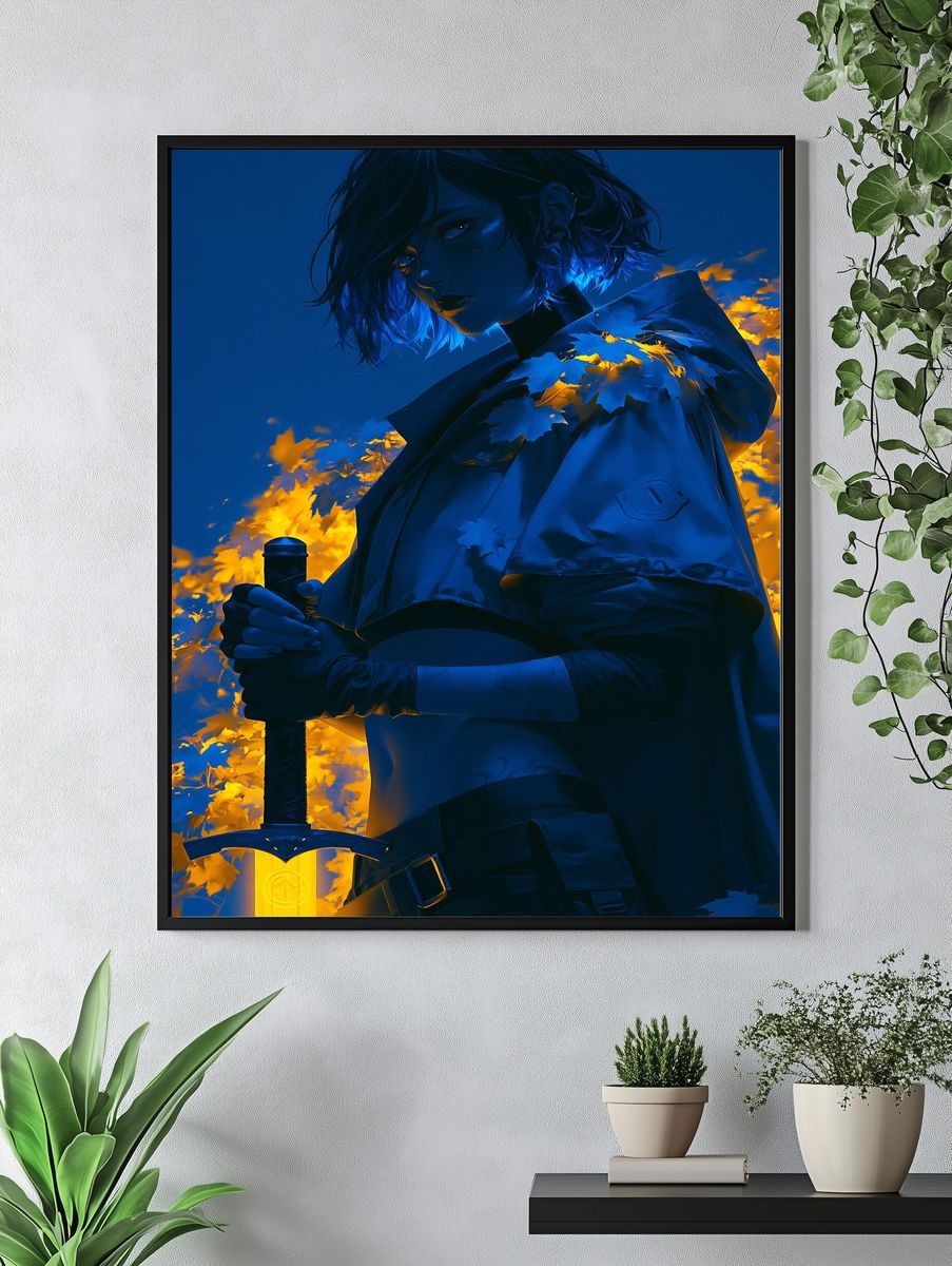 Blue Warrior Anime Poster. — room view 4