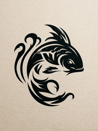 Tribal Fish Illustration Poster.