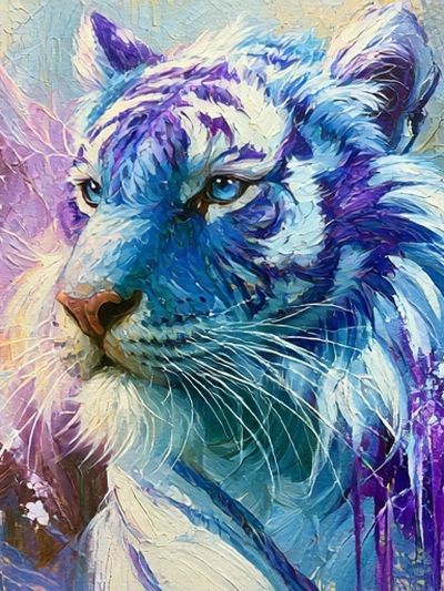 Blue Tiger Portrait Print.