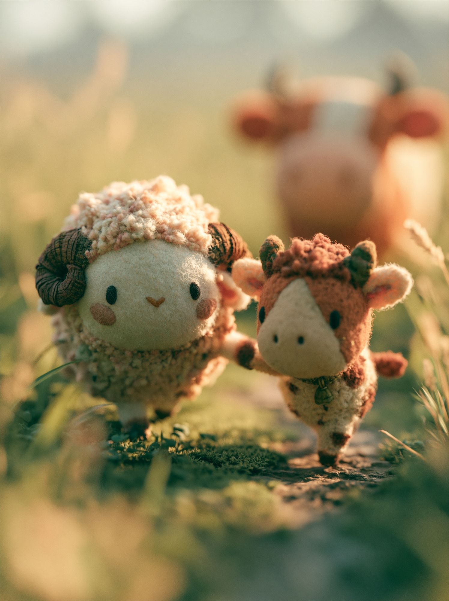 Cute Sheep and Calf Illustration Poster. poster — animals art