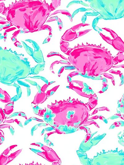 Pink and Aqua Crab Pattern Poster.
