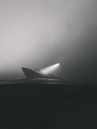 Misty Whale Surfacing Poster. poster