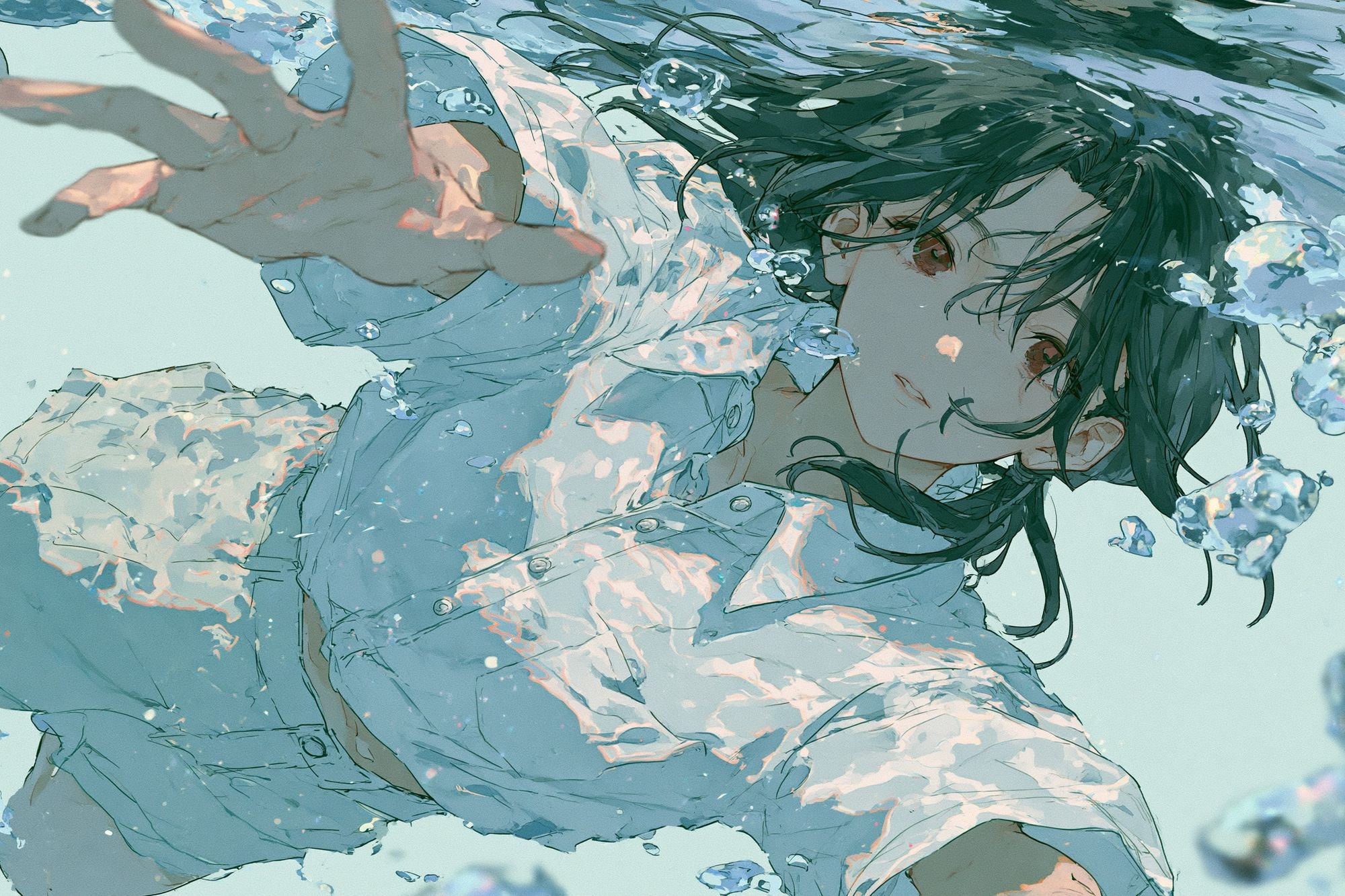Underwater Girl Digital Art Poster. poster — anime art