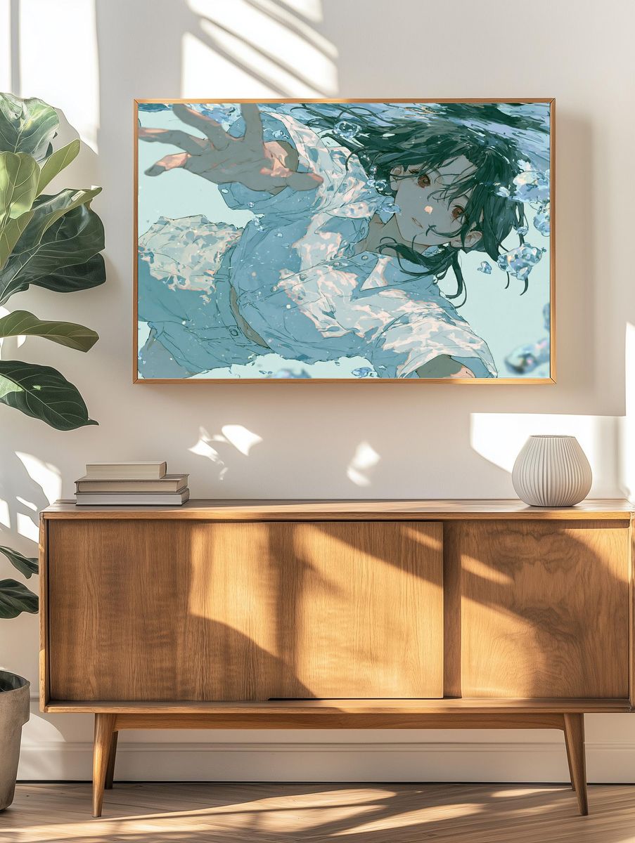 Underwater Girl Digital Art Poster. — room view 3