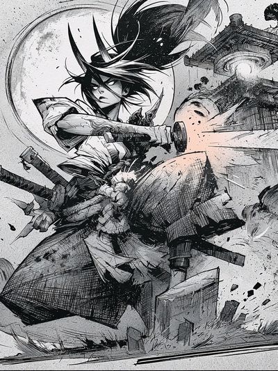 Samurai Warrior Ink Poster.