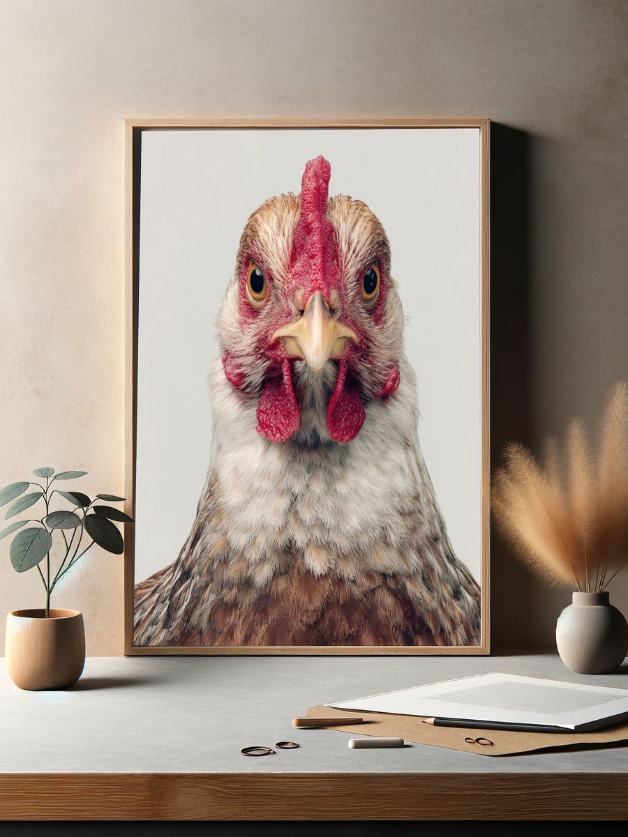 Chicken Portrait Photography Poster. — room view 2