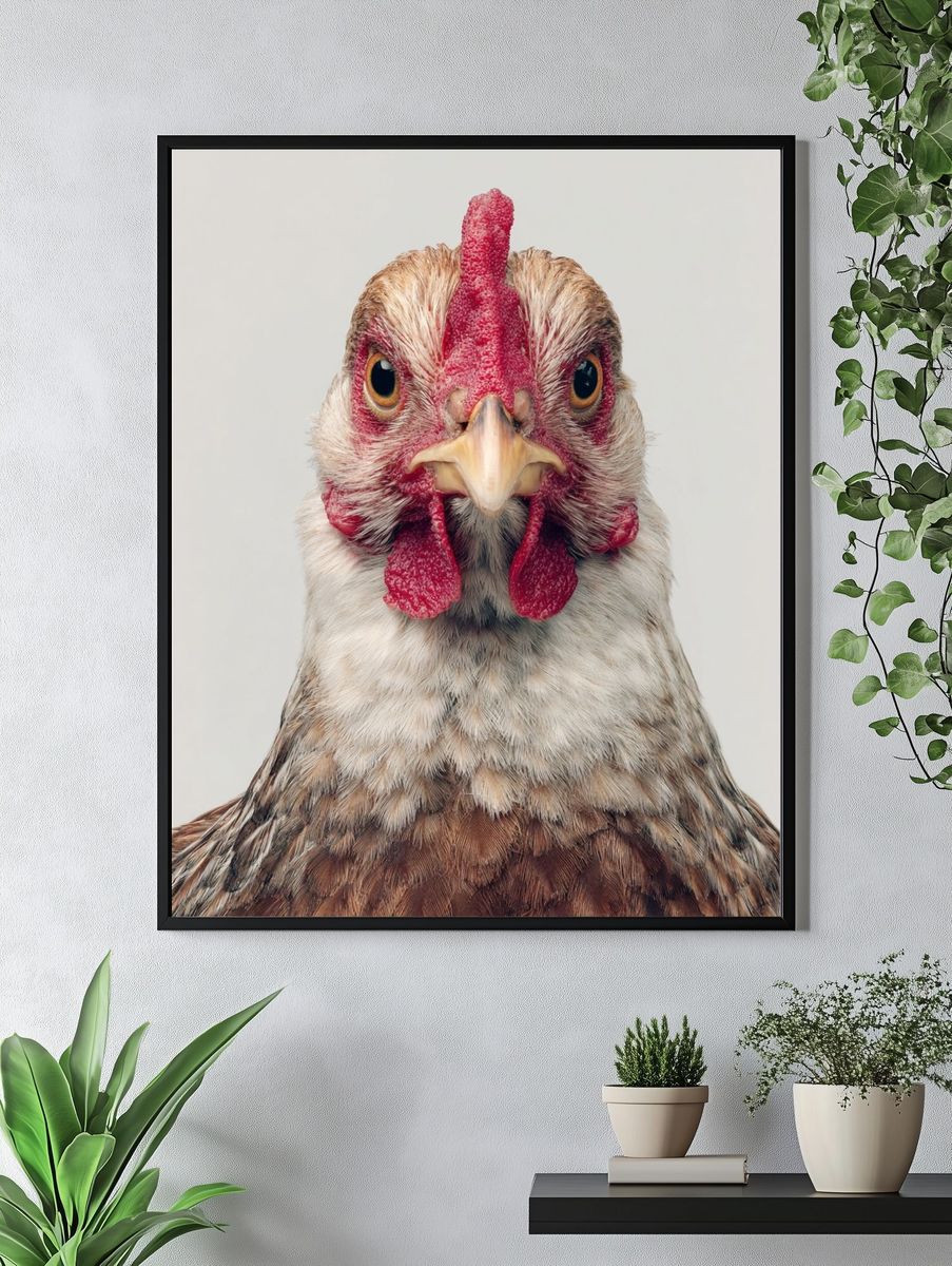Chicken Portrait Photography Poster. — room view 4
