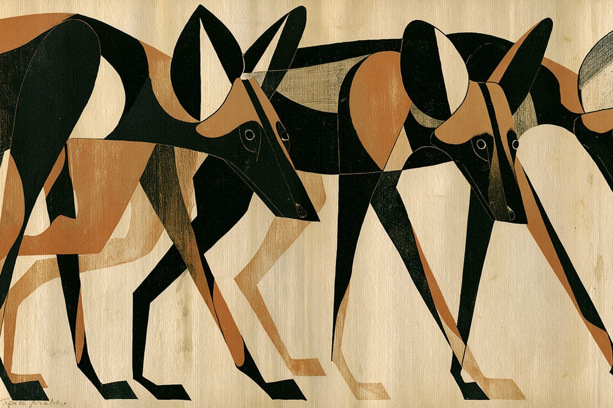 Abstract Hounds — Mid-Century Print. poster detail