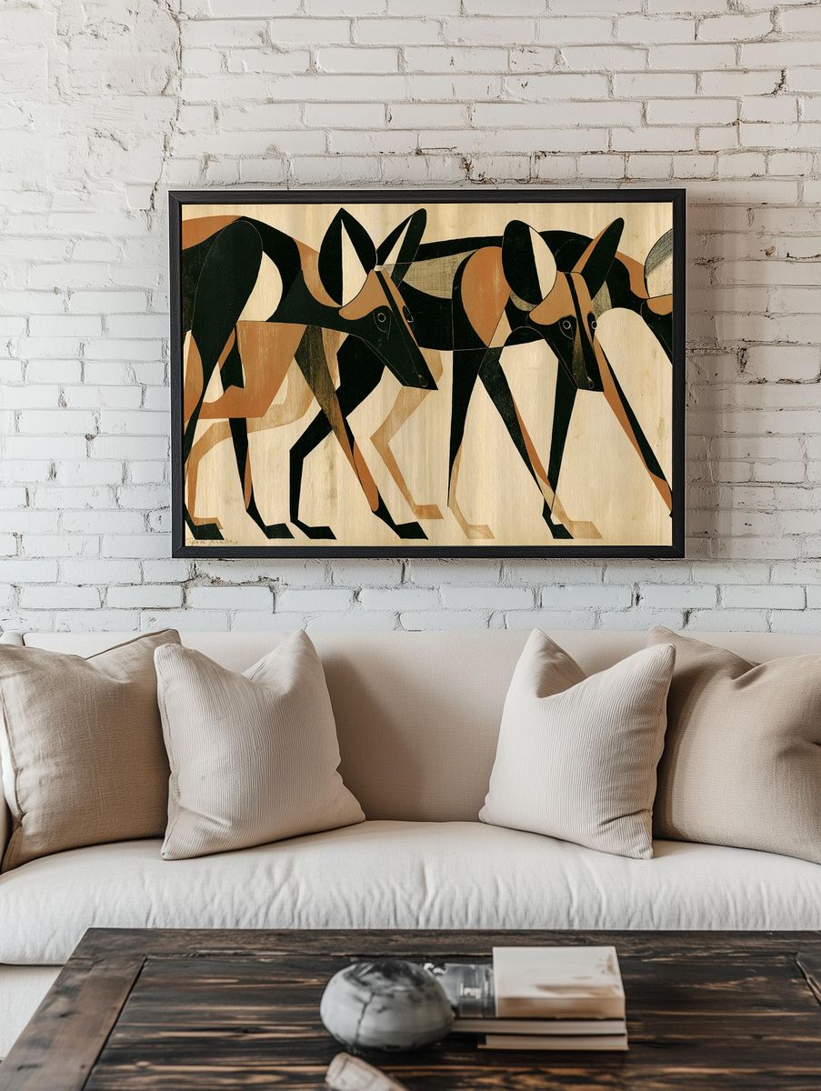 Abstract Hounds — Mid-Century Print. room preview