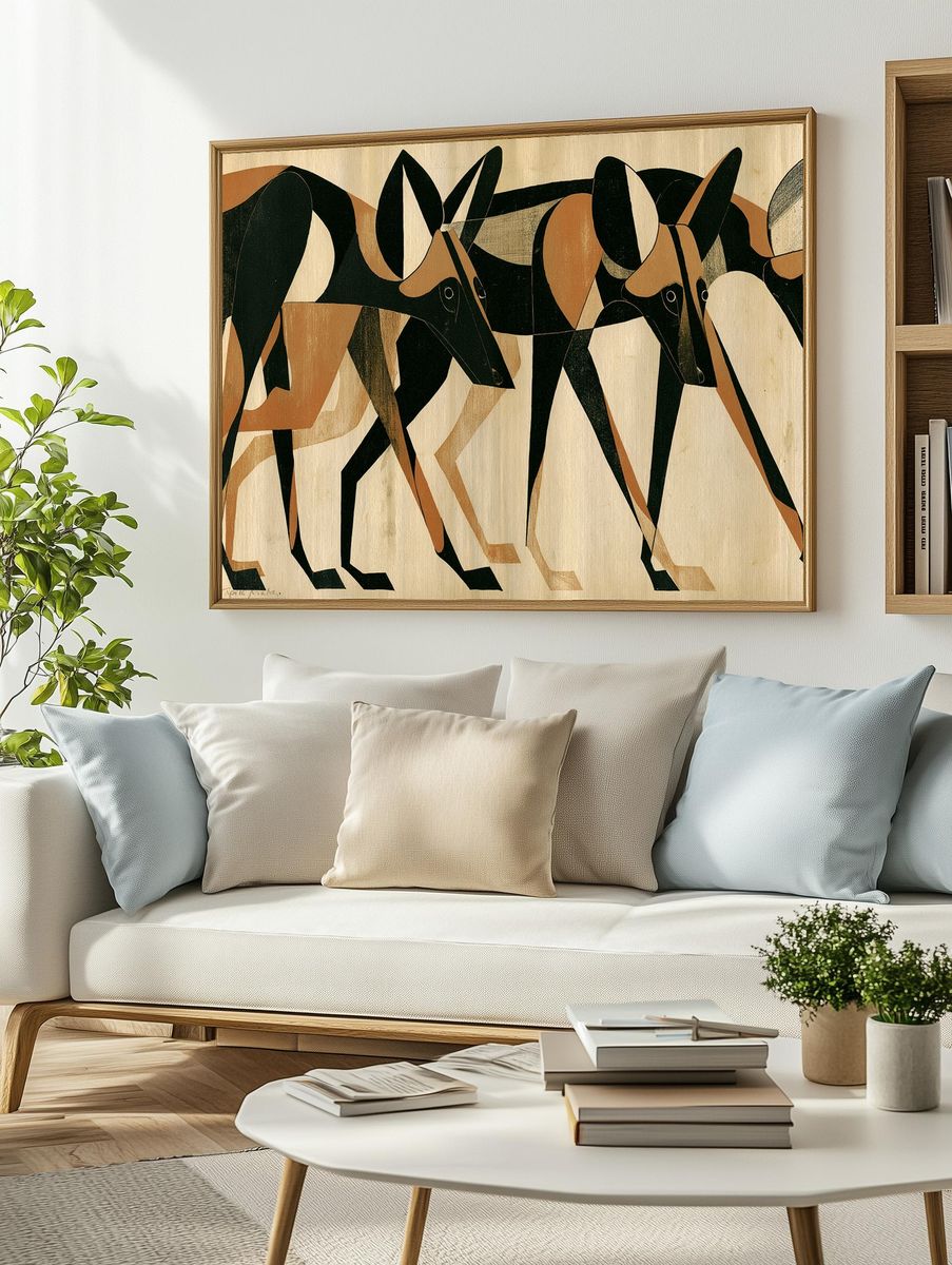 Abstract Hounds — Mid-Century Print. — room view 2