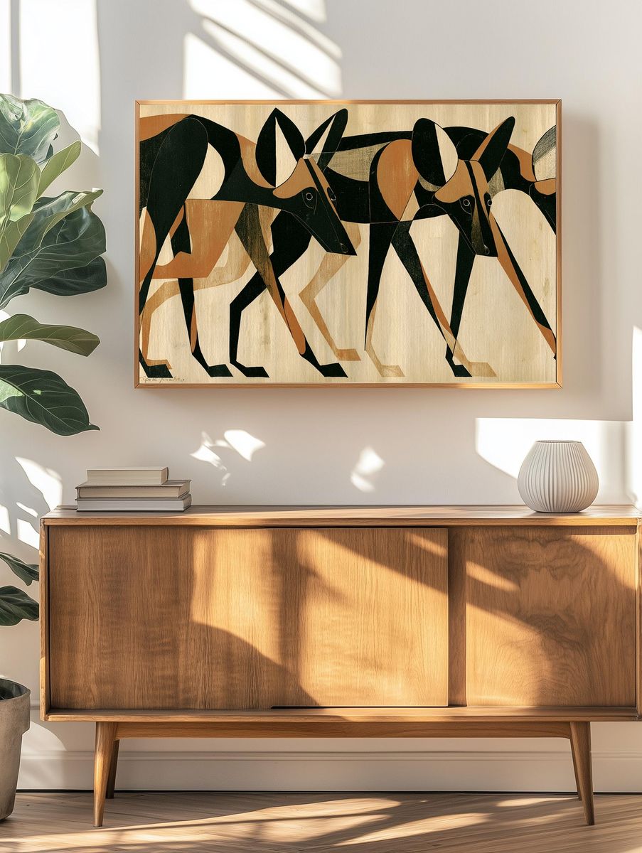 Abstract Hounds — Mid-Century Print. — room view 3