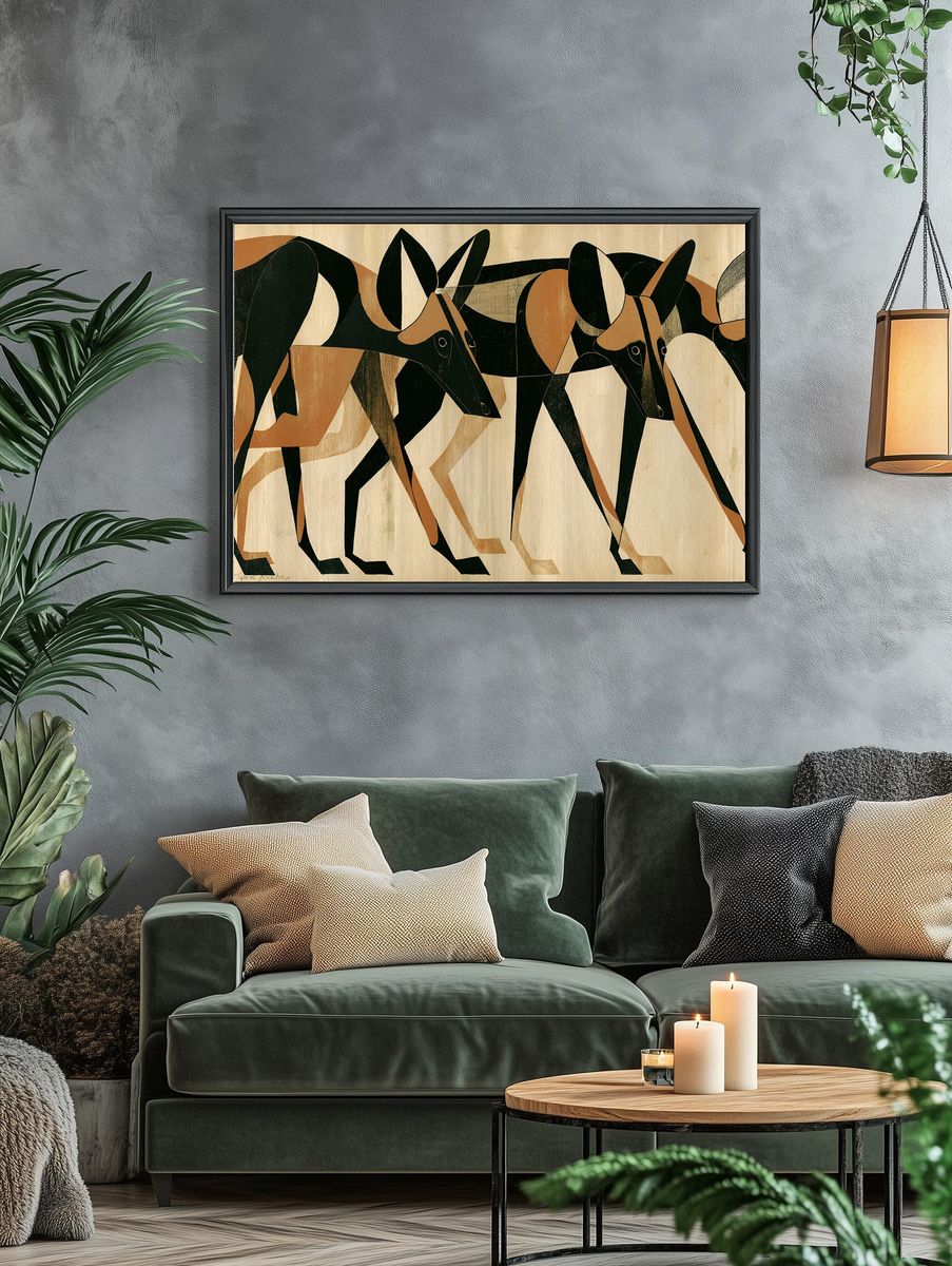 Abstract Hounds — Mid-Century Print. — room view 4