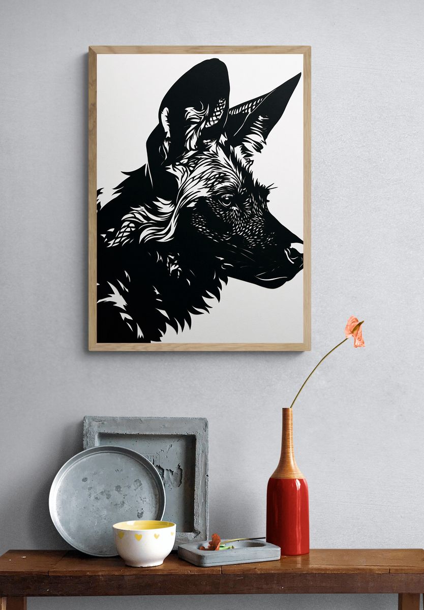 German Shepherd Silhouette Print. — room view 3