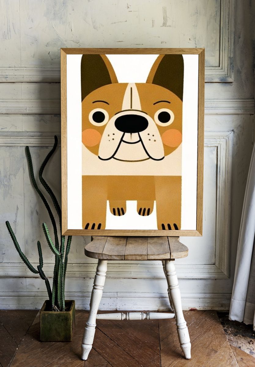 French Bulldog Cartoon Poster. room preview