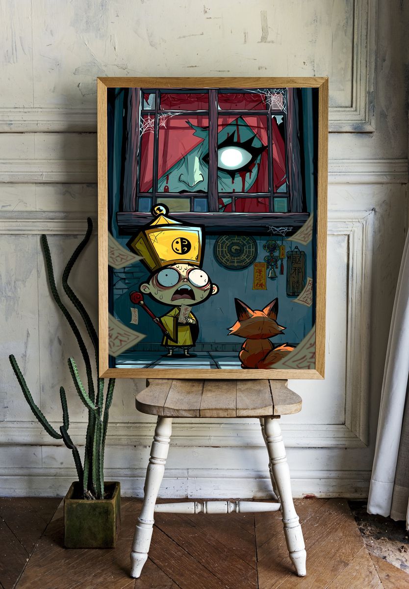 Haunted Fox Spirit Illustration Poster. room preview