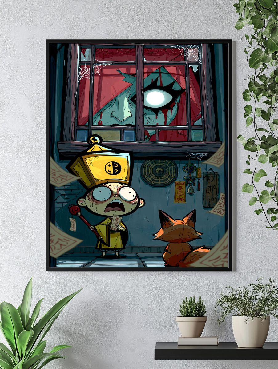 Haunted Fox Spirit Illustration Poster. — room view 4