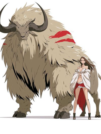 Fantasy Beast and Woman Illustration Poster. poster