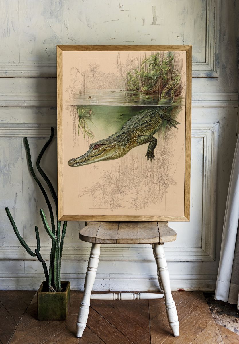 Alligator Swamp Sketch Poster. — room view 1