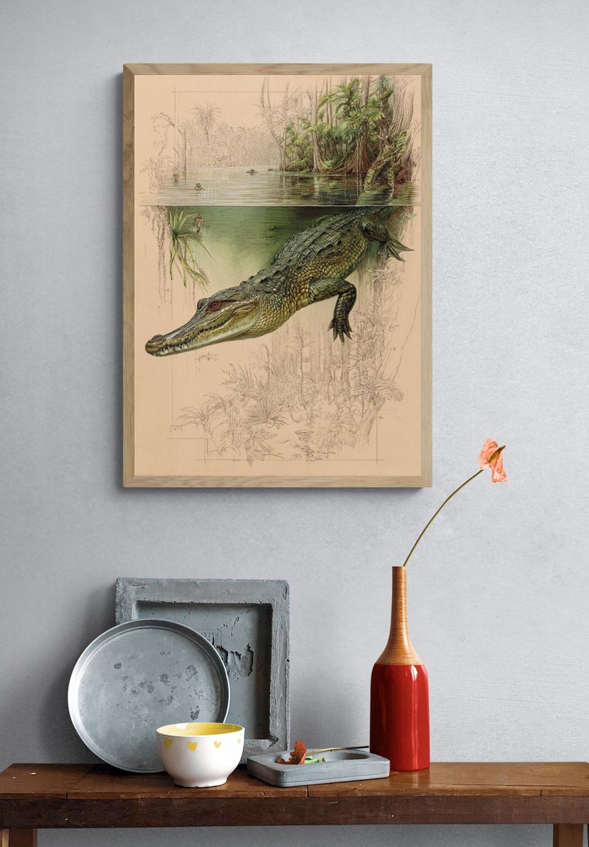Alligator Swamp Sketch Poster. — room view 3