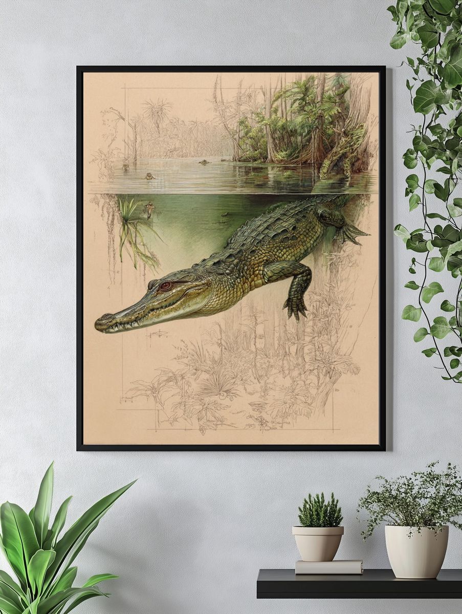 Alligator Swamp Sketch Poster. — room view 4