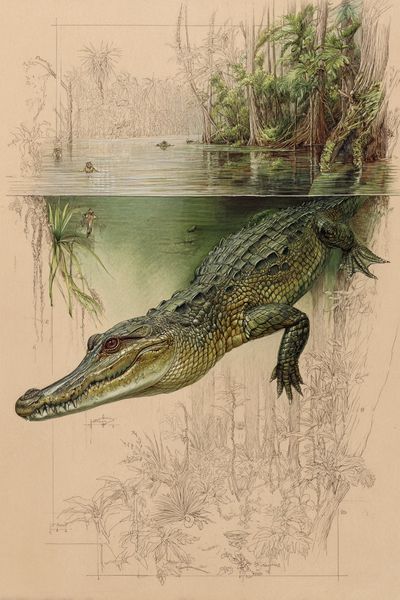 Alligator Swamp Sketch Poster.