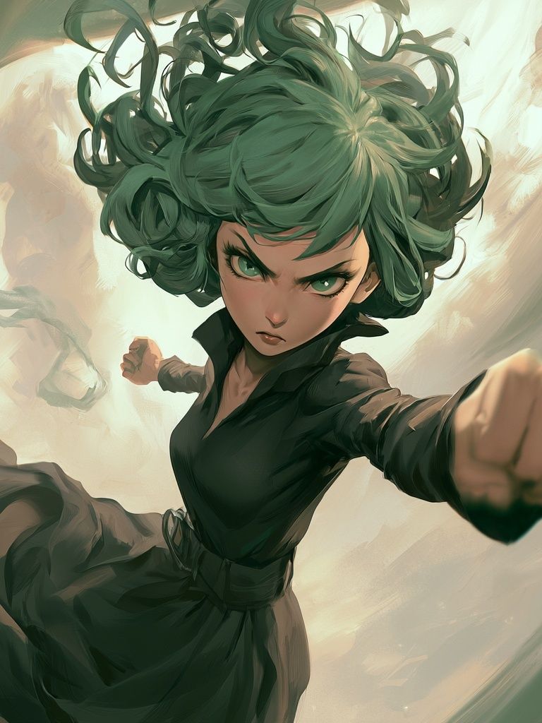 Green-Haired Psychic Anime Poster. poster — anime art
