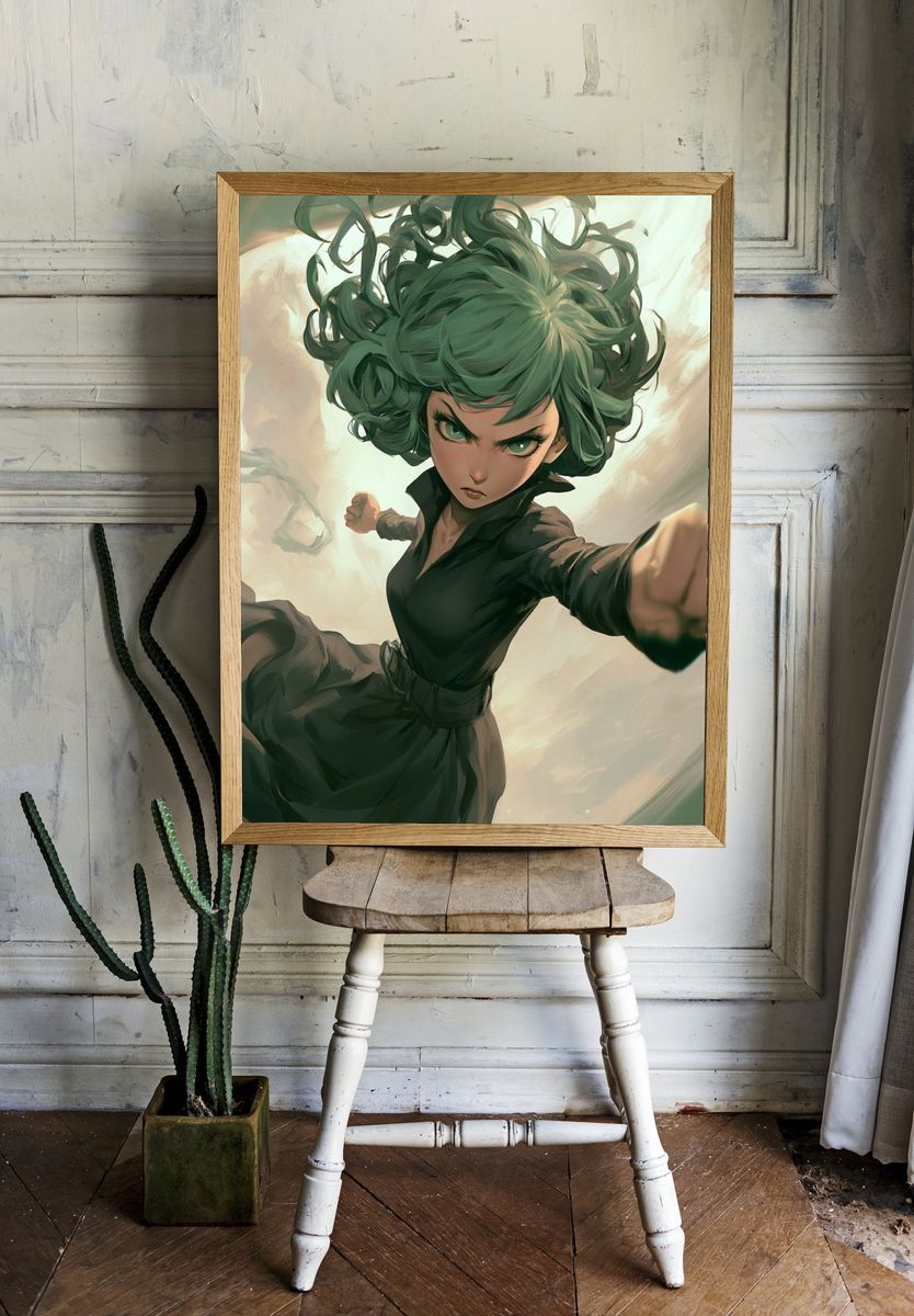 Green-Haired Psychic Anime Poster. room preview