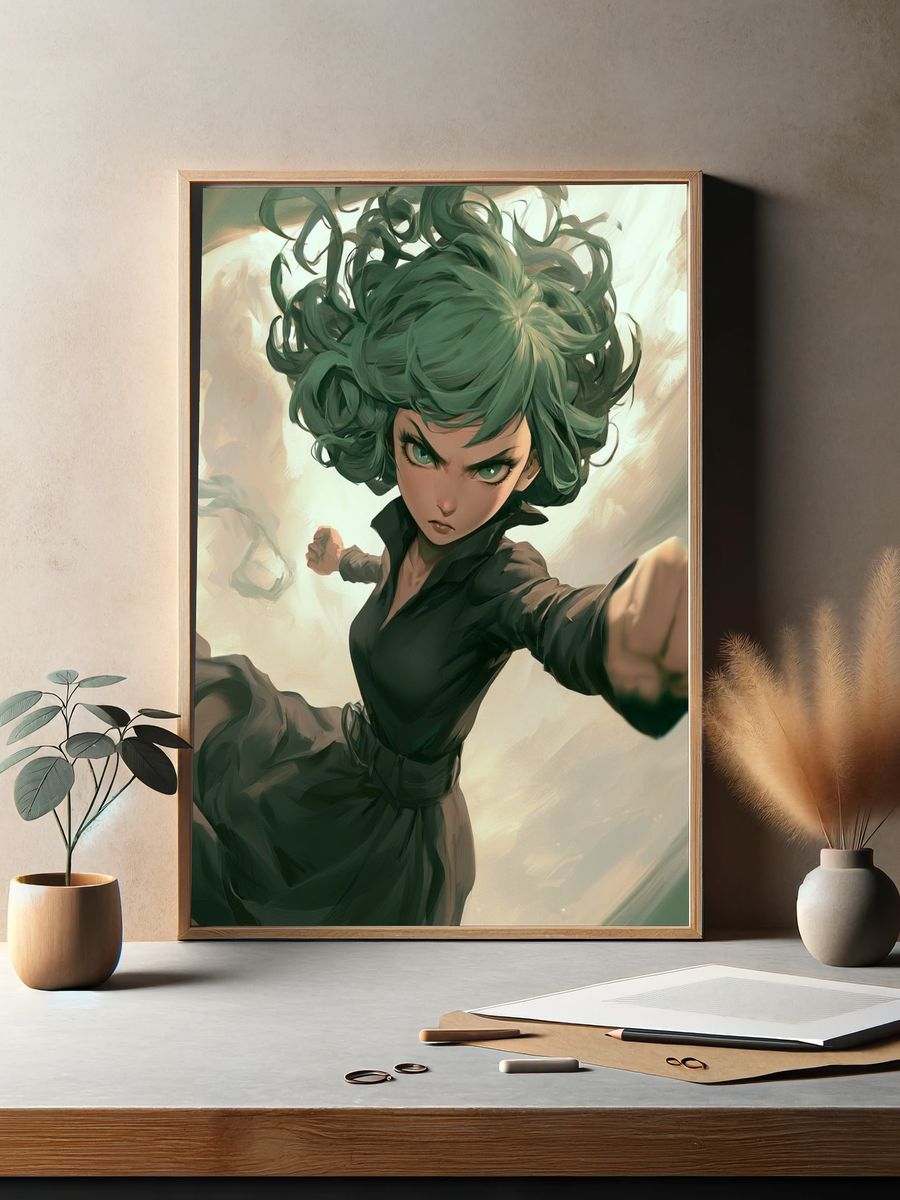 Green-Haired Psychic Anime Poster. — room view 2