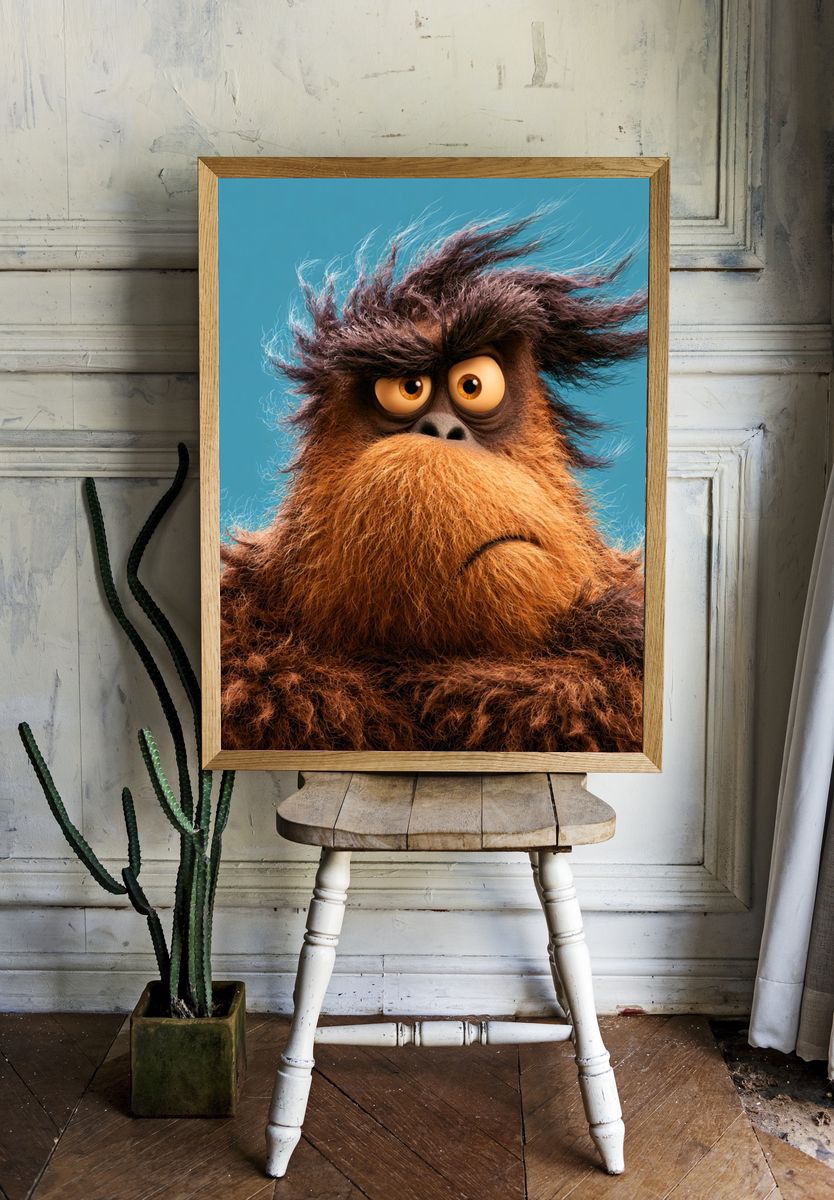 Expressive Orangutan Portrait Poster. — room view 1