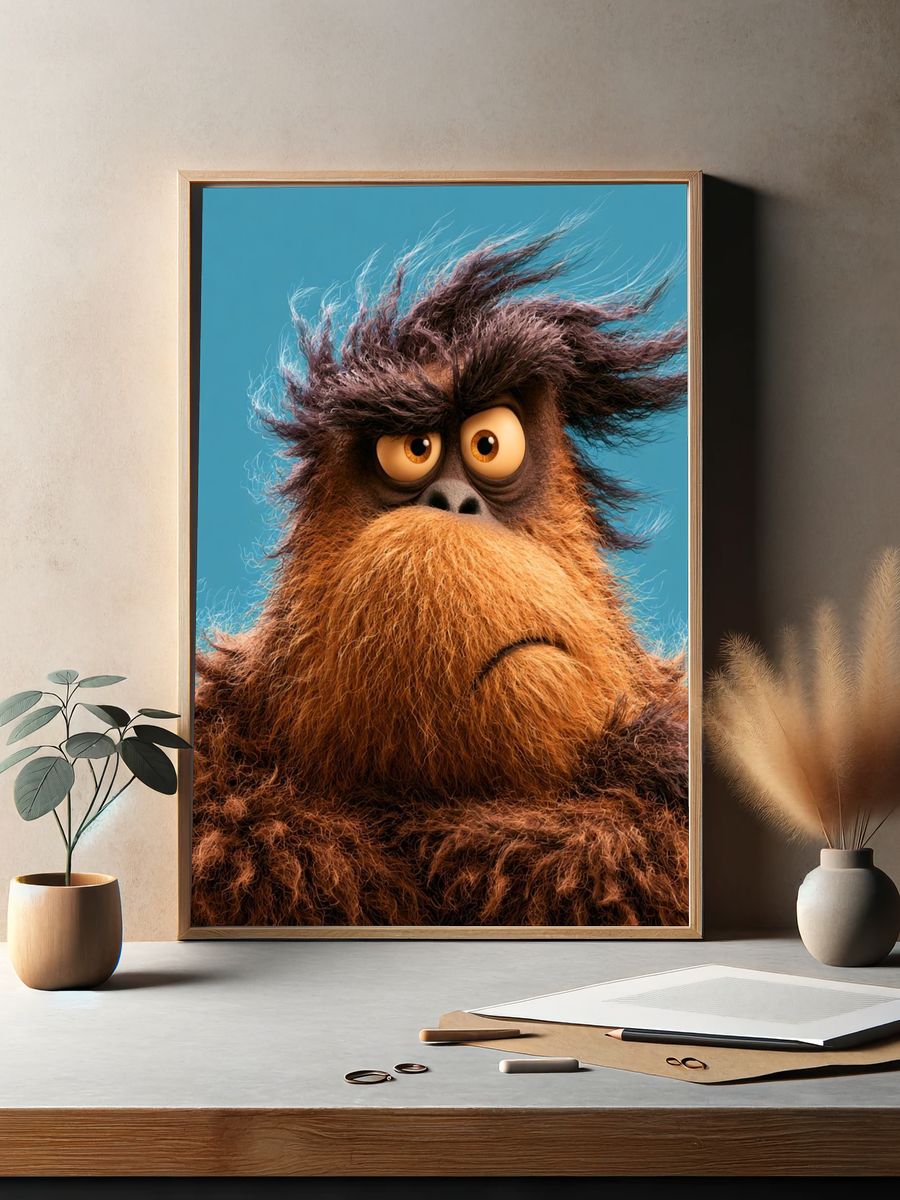 Expressive Orangutan Portrait Poster. — room view 2