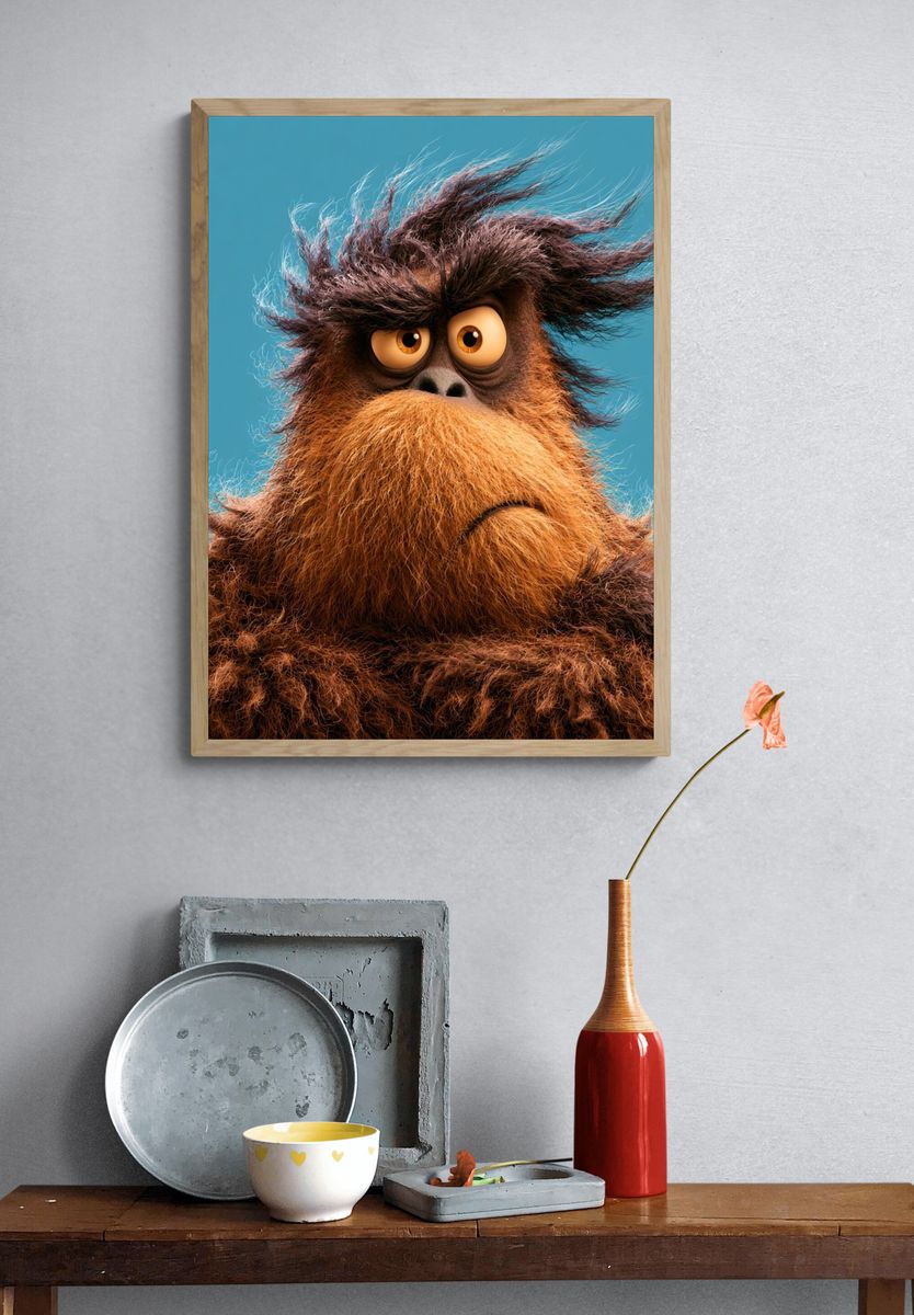 Expressive Orangutan Portrait Poster. — room view 3