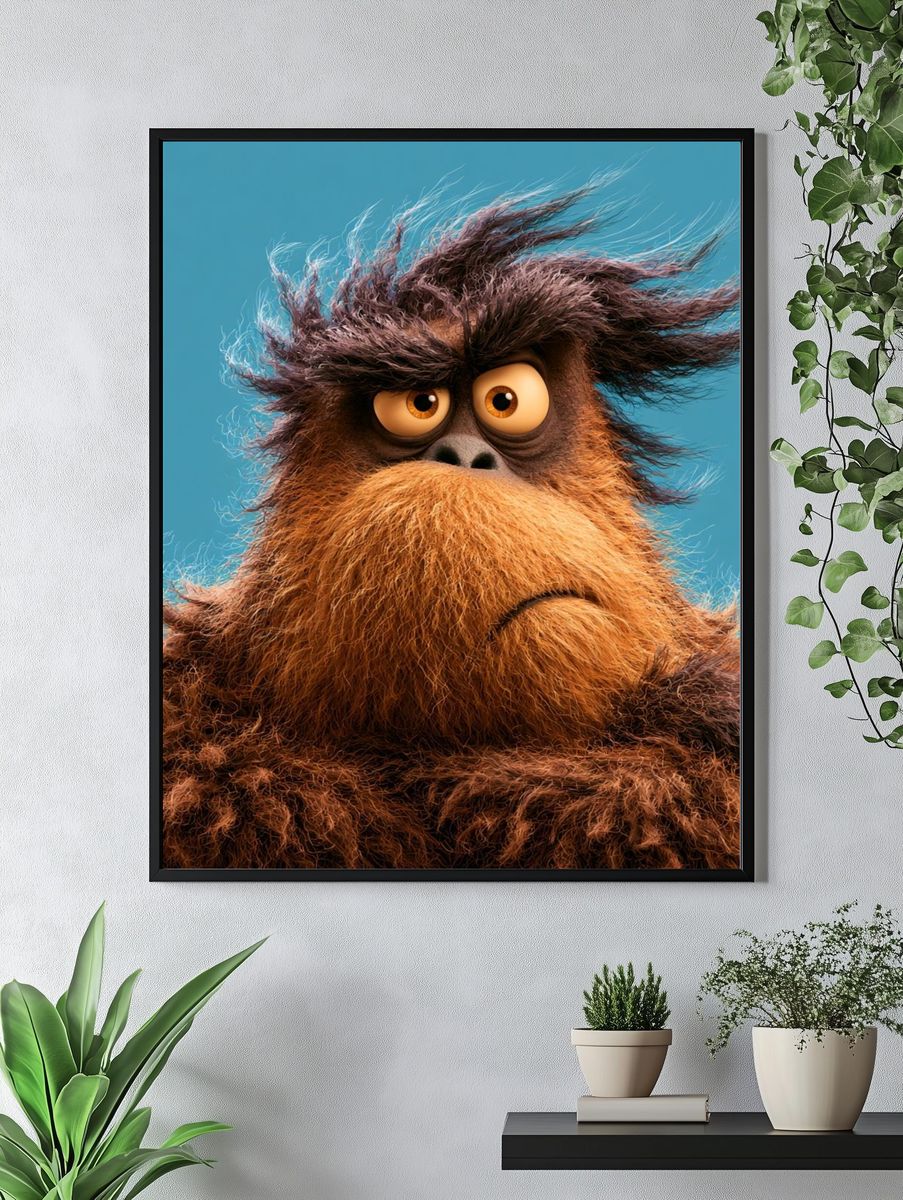 Expressive Orangutan Portrait Poster. — room view 4