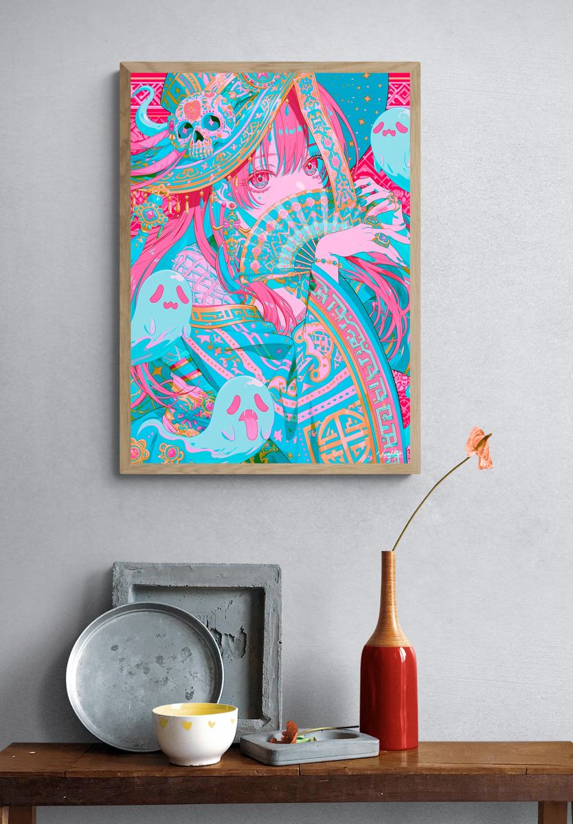 Pastel Anime Ghost Girl Poster. — room view 3
