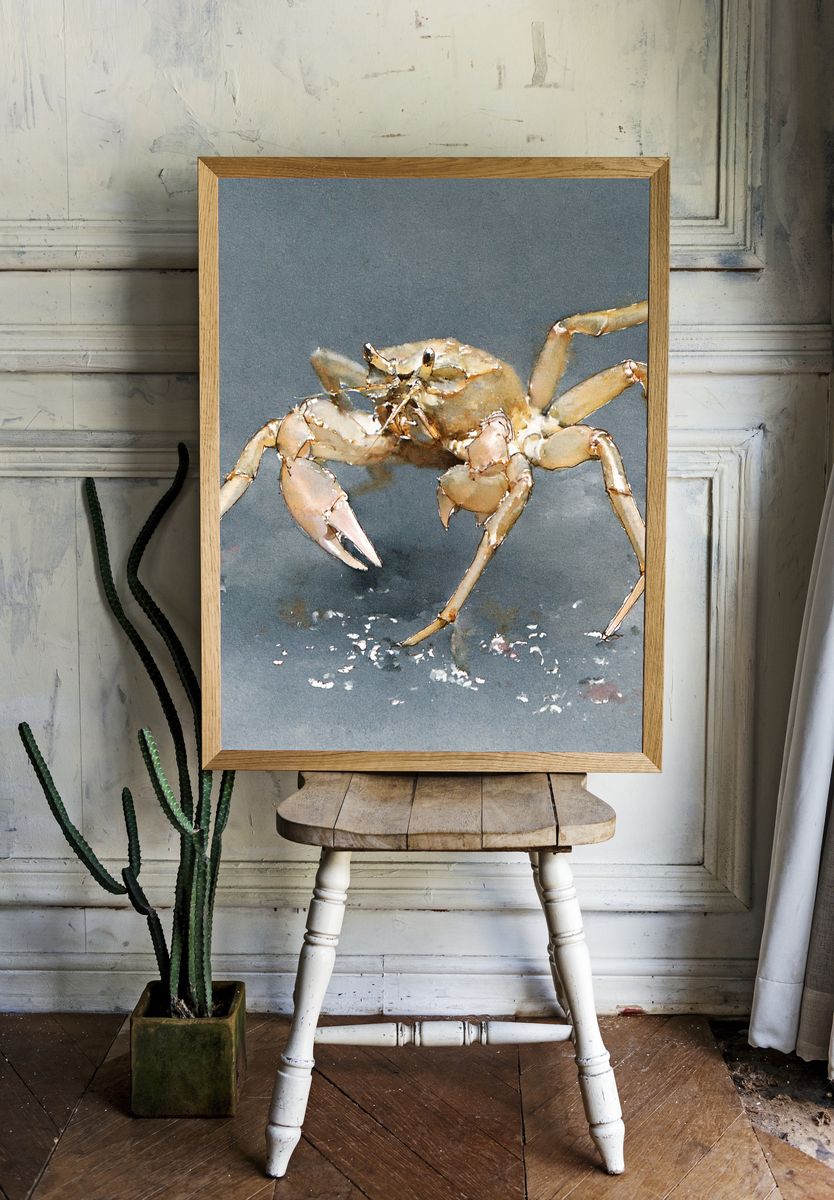 Crab Watercolor Poster. — room view 1