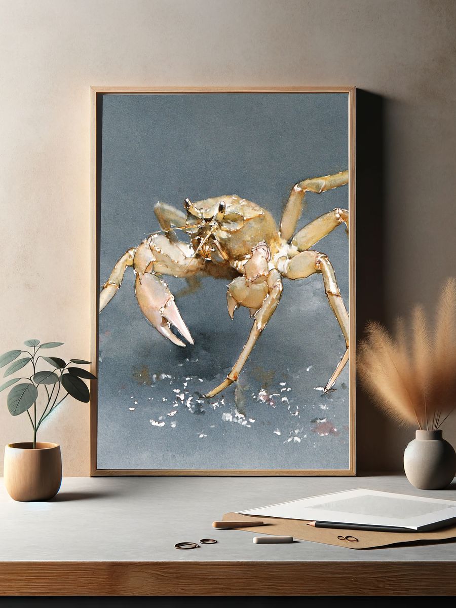 Crab Watercolor Poster. — room view 2