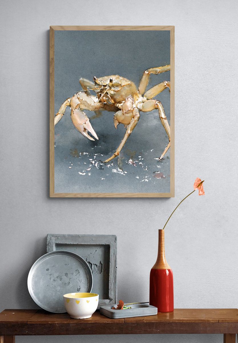 Crab Watercolor Poster. — room view 3