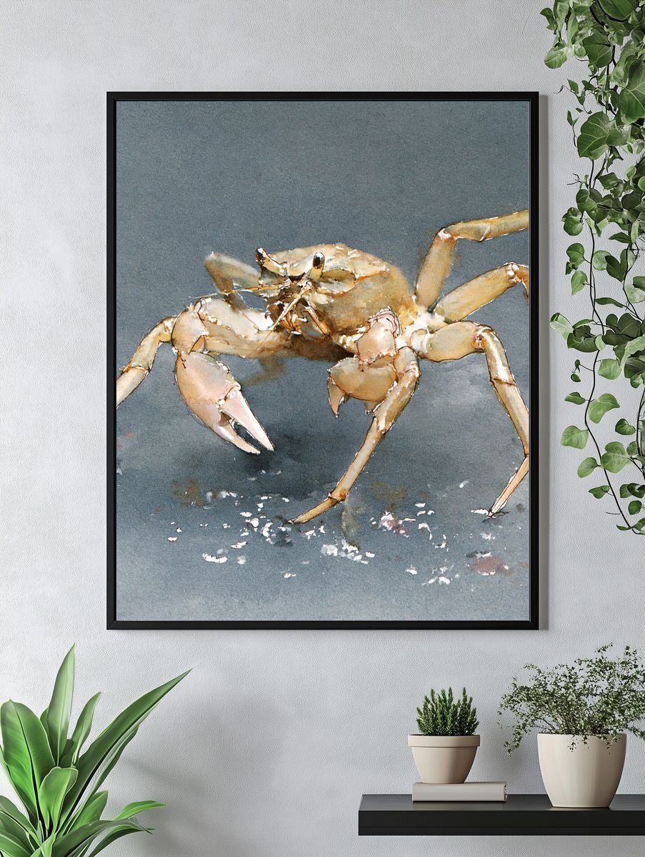 Crab Watercolor Poster. — room view 4
