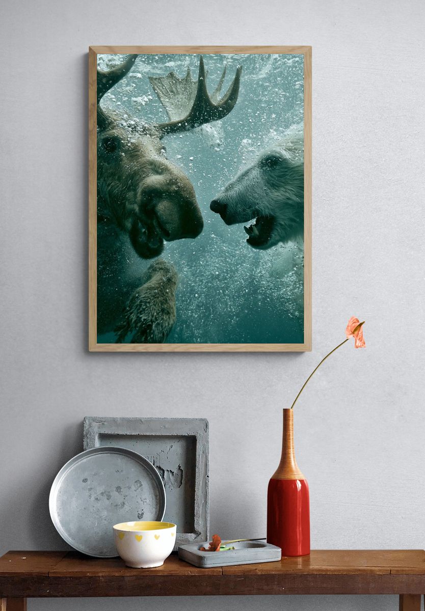 Underwater Bear Encounter Photography Poster. — room view 3