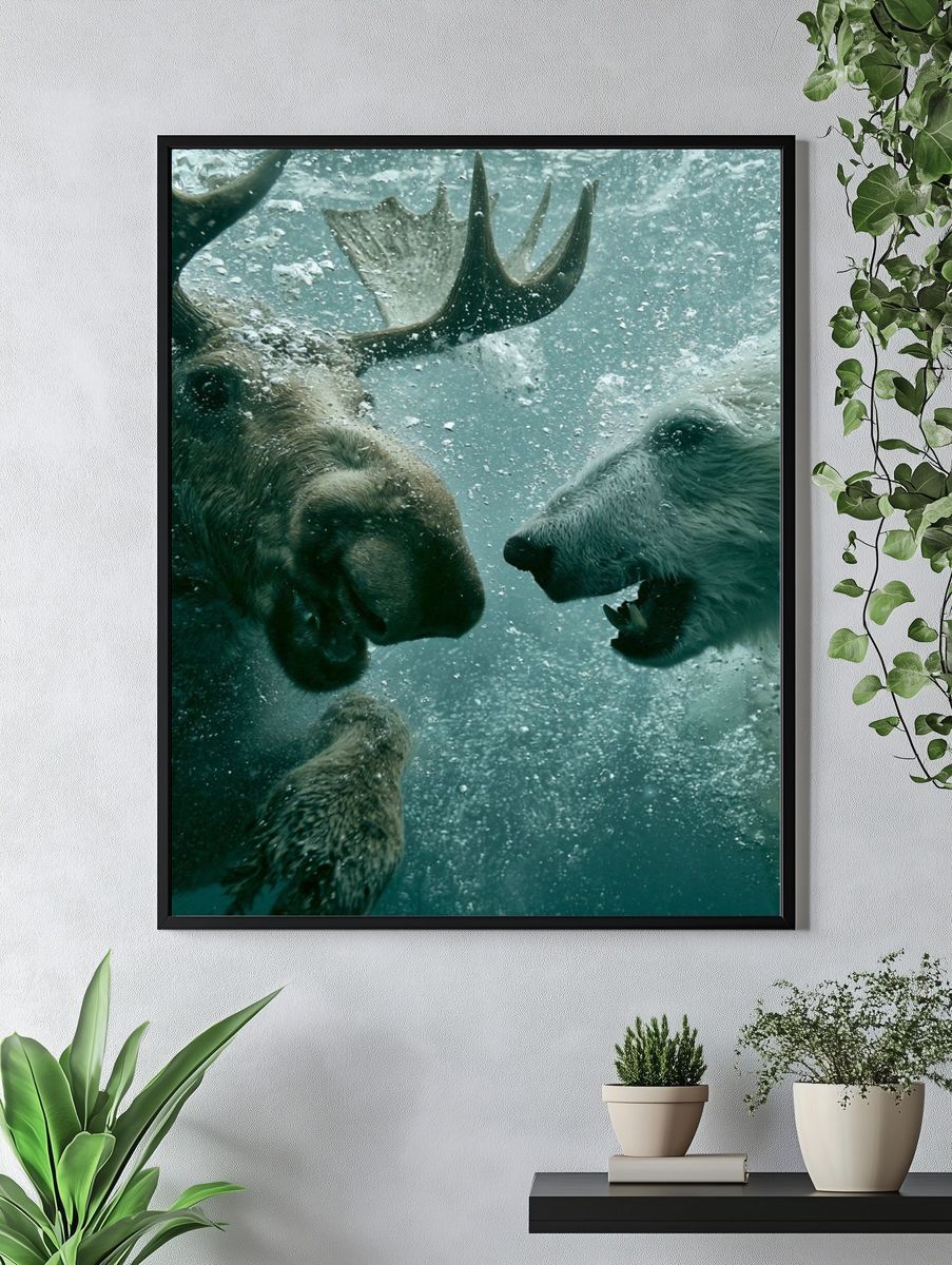 Underwater Bear Encounter Photography Poster. — room view 4