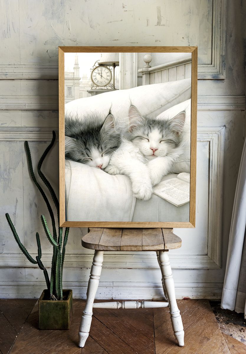 Sleeping Kittens Photography Poster. room preview